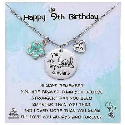 MIXJOY Stitch Gifts Happy Birthday Necklace for Age 9 Year Old