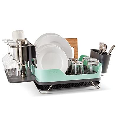Qienrrae Dish Drying Rack and Drainboard Set, Stainless Steel Dish Rack  with Swivel Spout, Dish Drainer for Kitchen Counter with Cup Holder,  Utensil