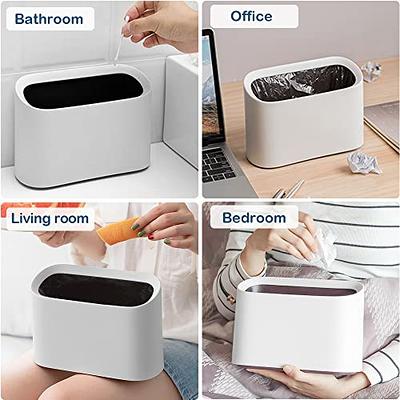 SUNTEREST Small Desktop Trash Can with Lid,Mini Garbage Can with Trash Bags,Modern  Vanity Little Countertop Waste Bin,Press Type Tiny Table Trash Bucket for  Bathroom,Kitchen,Bedroom,Office (White) - Yahoo Shopping