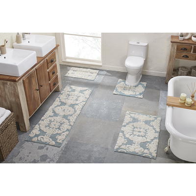 Better Trends 2-Piece Medallion Bath Rug Set - Gray/Natural