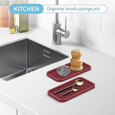 EGWON Silicone Sponge Holder Kitchen Sink Organizer Tray, Bathroom Kitchen  Soap Tray 