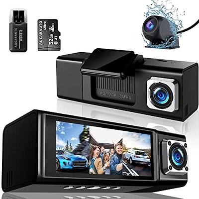 Dash Cam Front and Rear, Mini Dash Cam 1080P Full HD with 32GB SD Card,  2.45 inch IPS Screen, 2 Mounting Ways, Night Vision, WDR, Accident Lock,  Loop