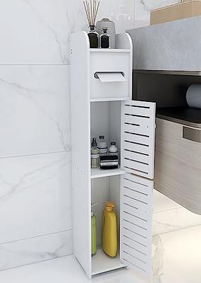 Nestl Bathroom Storage Organizer - Floor Standing with Shelves - Includes 2  Apothecary Jars - Tall Bathroom Storage Cabinet for Toilet Paper, Towel &  Other Bathroom Storage Accessories - White 