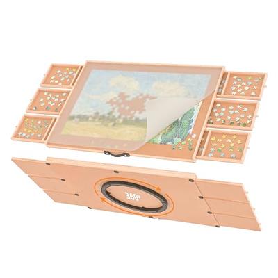 Playboda Planche de puzzle rotative en plastique avec tiroirs et couvercle,  table de puzzle portable pour adultes, plateau de puzzle rotatif de 1500