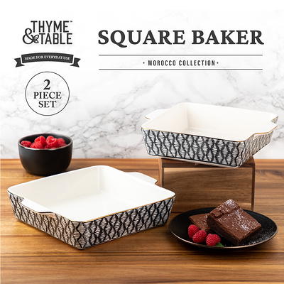 Thyme & Table Stoneware Square Baker, Black & White Geo, 2-Piece Set -  Yahoo Shopping