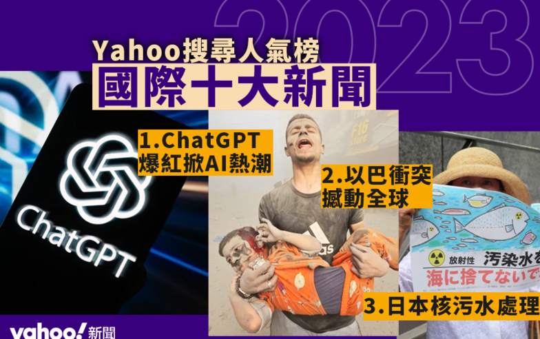 Yahoo 搜尋人氣榜｜國際十大新聞　ChatGPT爆紅列榜首　「以巴衝突」壓「日本核污水」獲港人關注