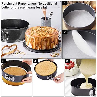 HIWARE 9 Inch Non-stick Cheesecake Pan Springform Pan with Removable  Bottom/Leakproof Cake Pan with 50 Pcs Parchment Paper - Black