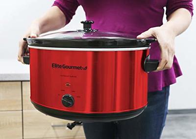 Elite Gourmet Glas Slow Cooker with Adjustable Temp, Entrees, Sauces, Stews  & Dips, Dishwasher Safe Glass Lid & Crock, 1.5 Quart, Stainless Steel