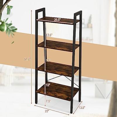 Vongrasig 5 Tier Bookshelf, Free Standing Bookcase Organizer Farmhouse  Kitchen Ladder Shelves Rustic Wood Open Shelves Metal Frame, Vintage  Storage