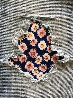 Floral Stretch Jean Patches Super Strong Iron On Handmade by Holey Patches  (Assorted Sizes) (4 x 4 Set of 2, Navy/Pink) - Yahoo Shopping