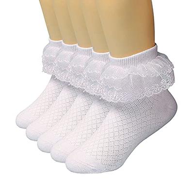 Baby Pink With Pink Lace Trim Ankle High Socks - Socks