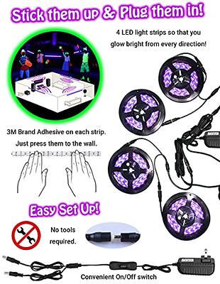Black Lights for Glow Party! 115W Blacklight LED Strip kit. 4 UV