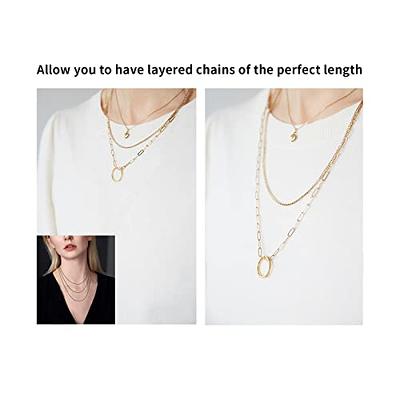 3 Pcs Sterling Silver Necklace Extender Silver Bracelet Extender Anklet  Necklace Extension Chains for Jewelry Making(1 2 3 Inch, White Gold Plated)