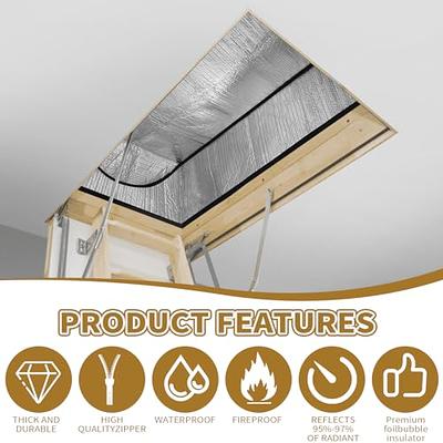 Attic Stairs Insulation Cover 25 x 54 x 11 - Attic Ladder Insulation  Cover - Attic Insulation Tent with Zipper - Fire Proof Attic Cover Stairway