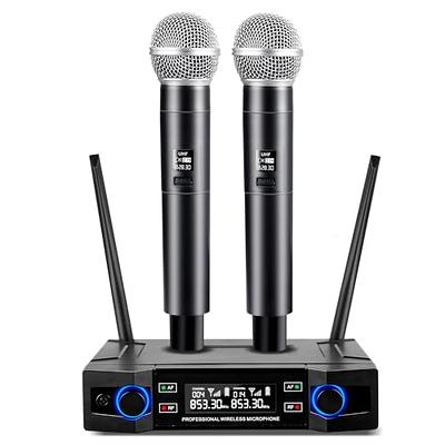 Wireless Microphone UHF Dynamic Handheld Mics Wireless Reverb Karaoke  Microphones System Set with Rechargeable Receiver 164 ft Range for Wedding  Party