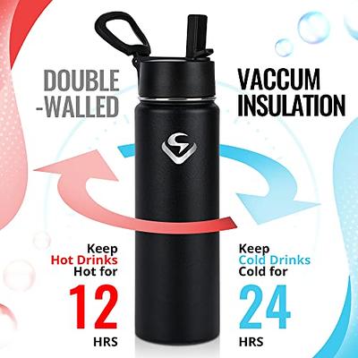 25 OZ Vacuum Insulated Stainless Steel Double Wall, Sweat Proof, Leak Proof  Thermos Hot Cold Water Bottle/Wide or Small Mouth, Vacuum Seal Cap,  Reusable Travel Mug. (Blue-S) 