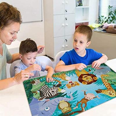 Floor Puzzles for Kids Ages 4-8,4 in 1 Preschool Jumbo Floor Puzzles for  Kids