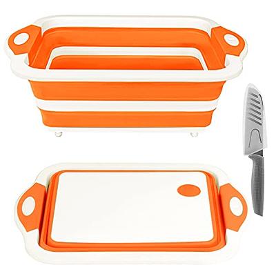 Cutting Board with Colander for Kitchen, 3-in-1 Plastic Chopping