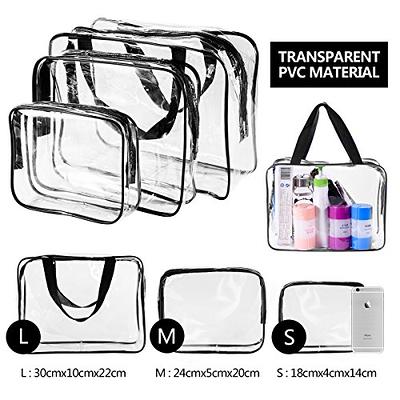 3pcs/set Clear Toiletry Bag Quart Size Bag Travel Makeup Cosmetic