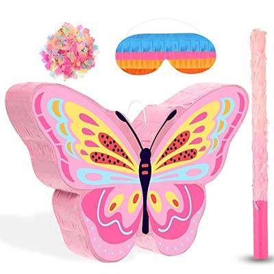 Pink Floral Pinata Number 1 Pinata Set with Blindfold, Bat and