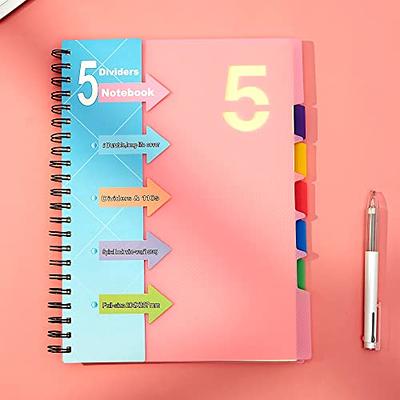 CAGIE 2 Pack 5 Subject Notebook with Tabs Dividers Total 440 Pages  Hardcover Spiral Notebooks 5x7 A5 Spiral Bound Journal for Note Taking Work  School