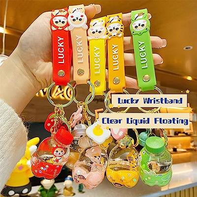 Keychain Bear Liquid Floating Quicksand Cute Keychains Bag Charm Wristlet  Bracelet Key Ring For Women Girl