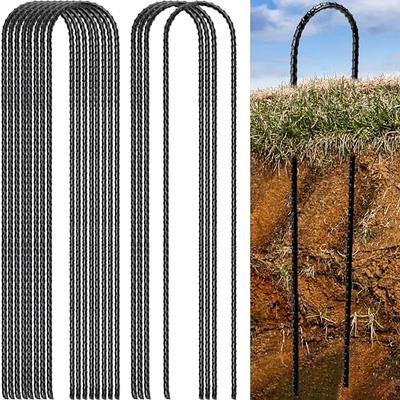 FEED GARDEN 16 Inch 8 Pack Rebar Stakes Heavy Duty J Hook, Galvanized Steel  Ground Stakes Tent Stakes Ground Anchors, Chain Link Fence Stakes
