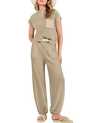 LOGENE 2 Piece Outfits Lounge Jogger Set 2023 Fall Fashion Matching Sets  Crop Top and Wide Leg Pants Sweatsuits