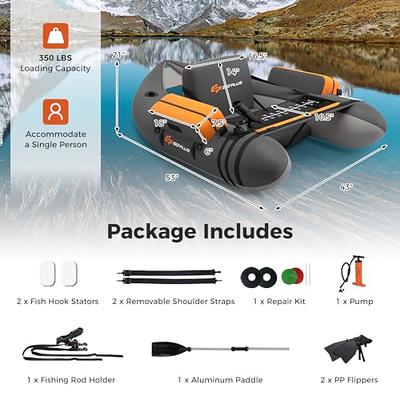 Goplus Inflatable Float Tube, Fishing Float Tube with Paddle, Flippers,  Fish Ruler, Pump, Storage Pockets, Adjustable Straps, 350LBS Load Bearing