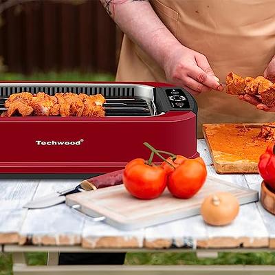 Techwood 1500W Electric Indoor Grill with Tempered Glass Lid, Compact