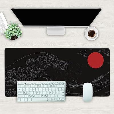 Japan Wave Fish Black Mousepad Big Masuepad Koi Deskpad Computer