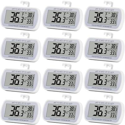 Refrigerator Thermometer Digital Fridge Freeze Room Thermometer Waterproof  Large LCD Display Max/Min Record Function, White