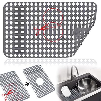 Silicone Sink Protector, Rear Drain Kitchen Sink Mat Grid