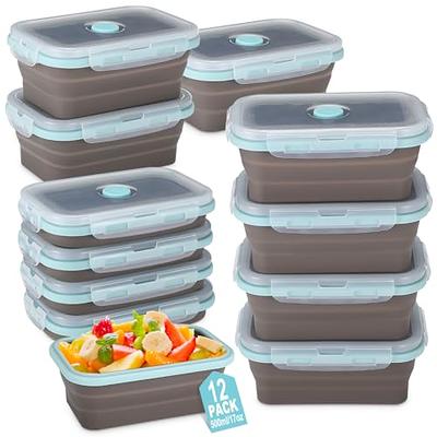 Mifoci 12 Pack Collapsible Bowls Bulk with Leak Proof Lids 17oz