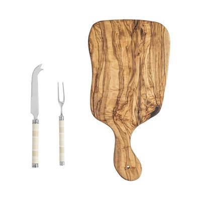 Curvo Cheese Set, Cheese Knife, and Fork, Acacia Wood