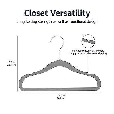 Basics Slim, Velvet, Non-Slip Suit Clothes Hangers, Black/Silver -  Pack of 50