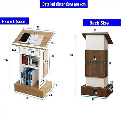 Bonnlo Mobile Stand Up Lectern Podium with Wheels, Portable Heavy Duty  Desk, Height Adjustable Church Pulpit or Ceremony, Classroom Lecture Speech  Teach Platform, Walnut Tabletop and White Steel Frame