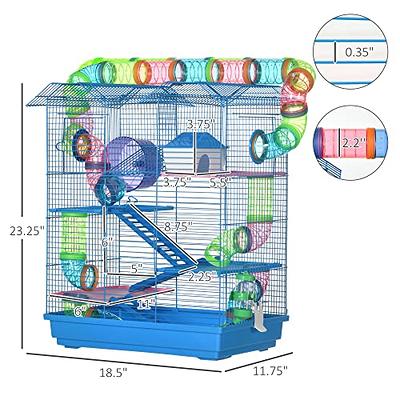 BNOSDM Hamster Cage Mouse Cage with Accessories Food Bowl Water Bottle 2  Layers Transparent Small Hamster Habitat for Dwarf Hamsters Mice