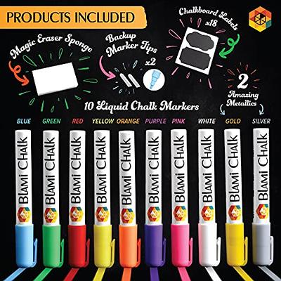 10 Pack Erasable Liquid Chalk Markers with Extra Gold and Silver Colors,  6mm Reversible Tip Chalk Pens with Vibrant Color for Chalkboard Signs,  Windows, Blackboards - Yahoo Shopping