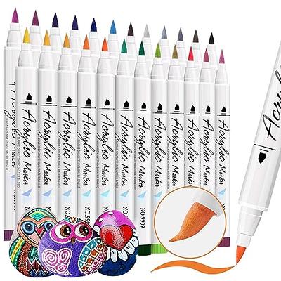 Arrtx 24 Colors Acrylic Marker, Brush Tip and Fine Tip (Dual Tip