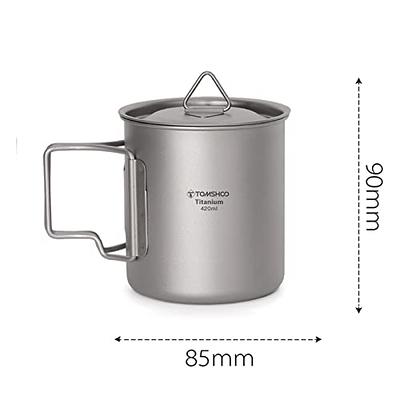 TOMSHOO Camping Titanium Pot Outdoor Titanium Mug with Lid Camping