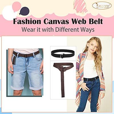 JASGOOD Kids Canvas Belts Adjustable Belts for Boys and Girls with Double D-ring  Buckle, B-Black+Coffee, Suit Waist Size 23-28 inches - Yahoo Shopping