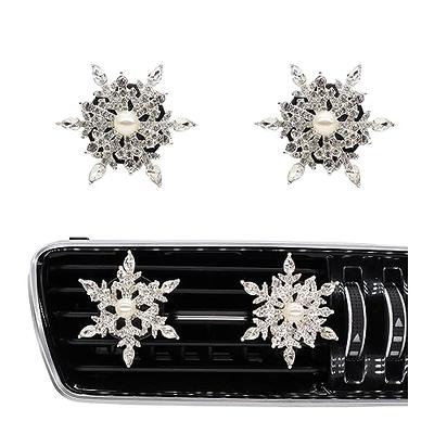 ORIESSE Bling Car Accessories,2pcs Silver Rotatable Snowflake Car