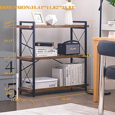 FOLUBAN 5 Tier Tall Bookshelf, Industrial Vintage Book Shelf, Rustic Wood  and Metal Bookcase for Home Office Bedroom, Oak