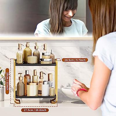 YIWANFW 2-Tier Bathroom Counter Organizer, Makeup Organizer and Storage for  Vanity Countertop, Perfume Organizer for Dresser, Metal Cosmetics Skincare  Shelf Organizer (Black Gold) - Yahoo Shopping