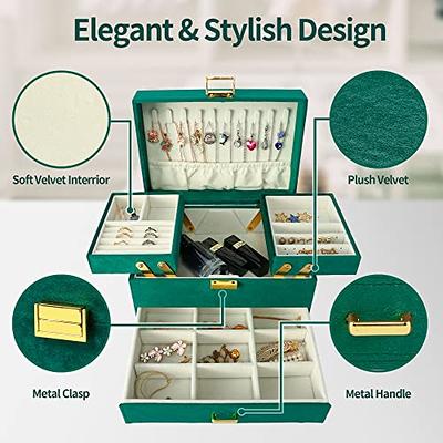 Dajasan Jewelry Box for Women, 3 Layers Large Velvet Jewelry Organizer, Jewelry  Storage Organizer, Jewelry Case for Earring, Ring, Necklace, Bracelets  (Green) - Yahoo Shopping