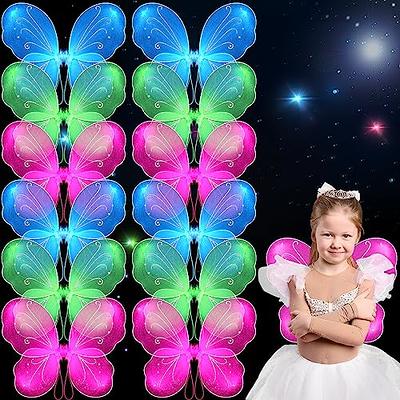 Clear Fairy Wings Set Angel Wing Accessory Girls Kids 4Pcs Floral Crown