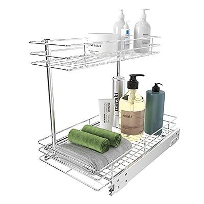 HOSUN Pull Out Under Sink Cabinet Organizer, 2 Tier Slide Wire Shelf  Basket- 10.43W x