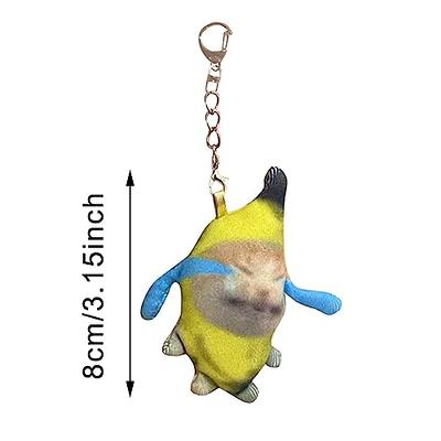 1pc Creative Plush Banana Cat Toy Happy Crying Cat Keychain Banana Meow  Pendant Funny Interesting Stuffed Doll Gift