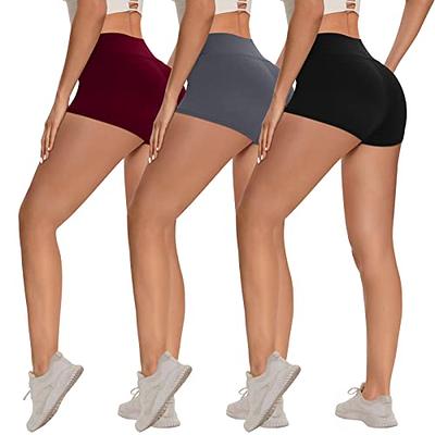 3 Pack Yoga Shorts - 3 Spandex High Waisted Volleyball Booty